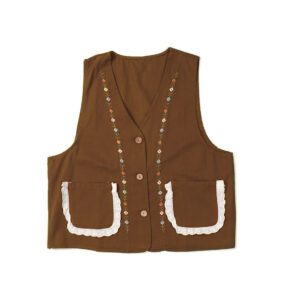 جلیقه کتان گلدوزی شده مدل همتا