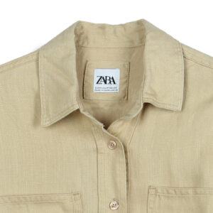 شومیز آستین بلند زنانه مدل الست رنگ نخودی